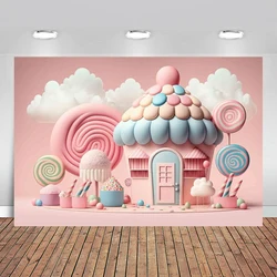 Photography Background Candy Bar Sweet Candyland Lollipop Girl Birthday Party Cake Smash Decor Photo Backdrop Studio