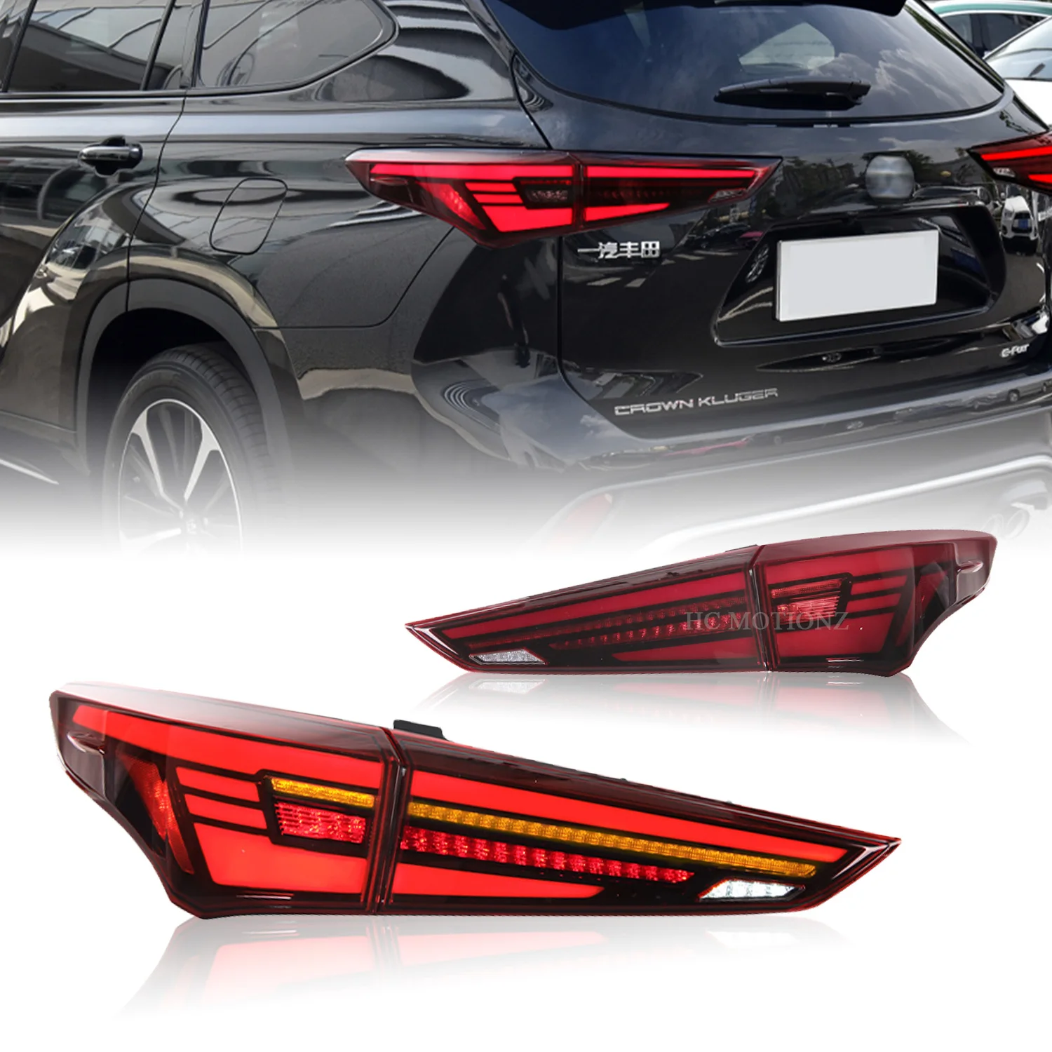 HCMOTIONZ LED Tail Lights for Toyota Highlander 2022 4th Gen Taillight with Start UP Animation Brake Light Reverse Light