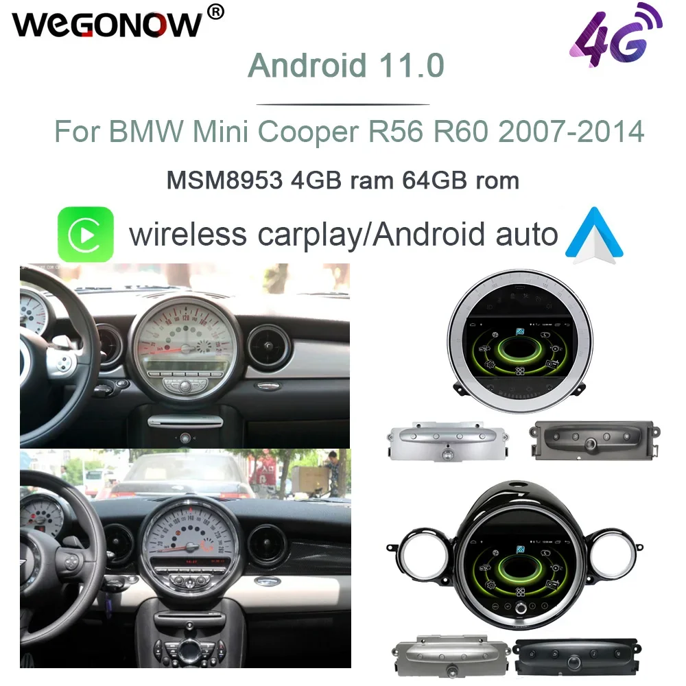 

IPS 720P CarPlay 9''Android 12.0 Car Multimedia Player 4G 64G DSP Stereo For BMW Mini Cooper R56 R57 R58 R60 2007-2014 Car Radio