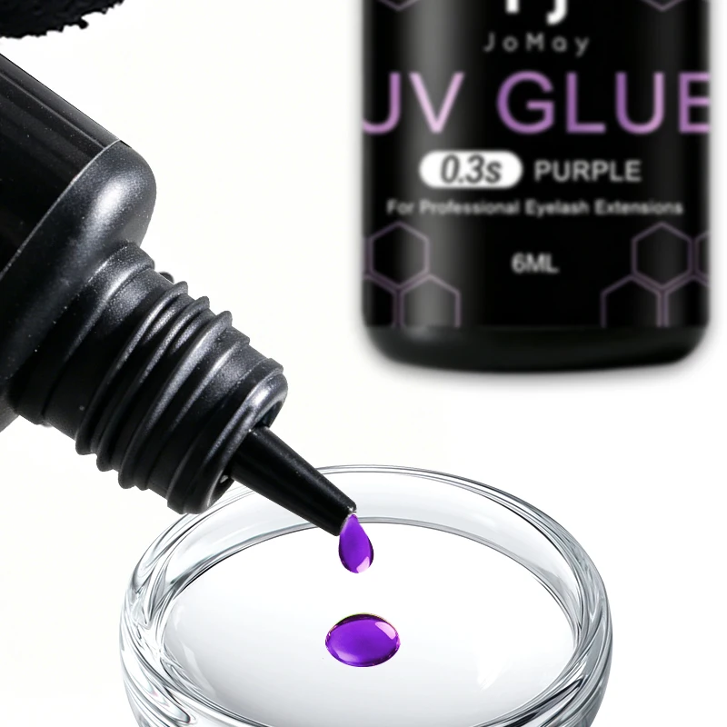 JOMAY Neuer UV-Wimpernkleber 0,3S Superschneller Wimpernverlängerungskleber 6ml Transparent Schwarz Lila Farbe UV-Kleber