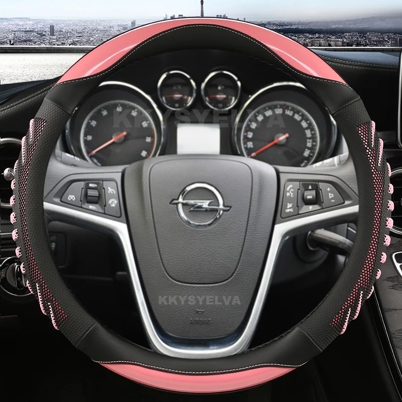 ألياف الكربون + الجلود غطاء عجلة القيادة سيارة لأوبل إنسيجنيا 2008-2013 أسترا (J) كاسكادا موكا 2012-2019 اكسسوارات السيارات