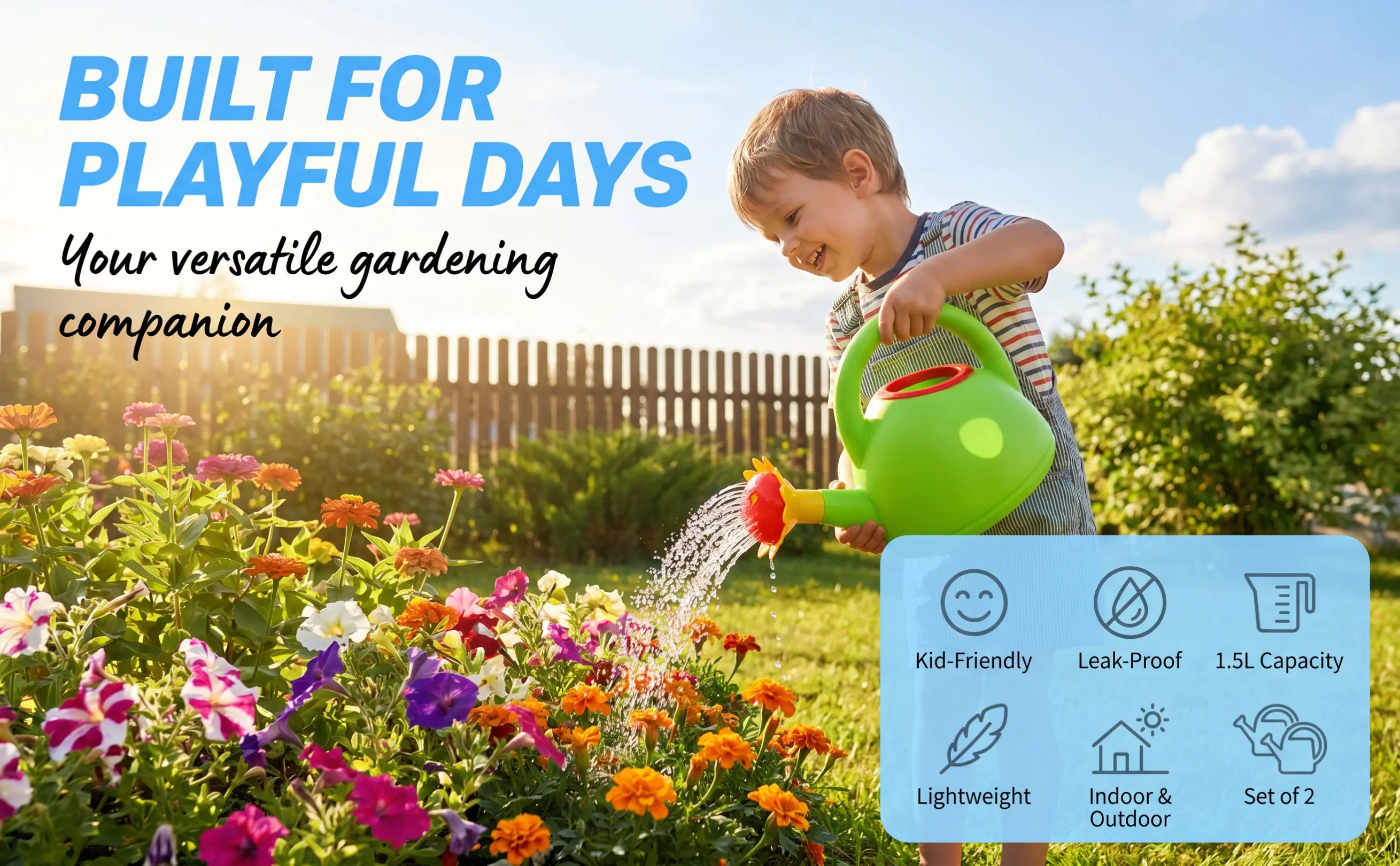 2Pcs Animal Design Plastic Watering Cans Easy Grip Spray Spout Small Flower Pot Gardening Tools Kids Watering Device Garden