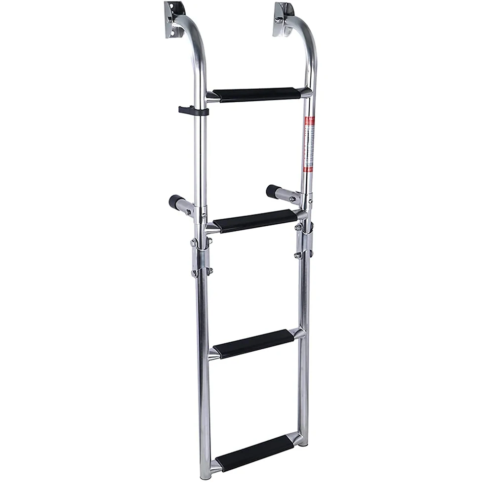 Boat Accessories Marine 4 Step Folding Ladder Boat Marine Stainless Steel Pontoon Ladder Polished 2+2 Step