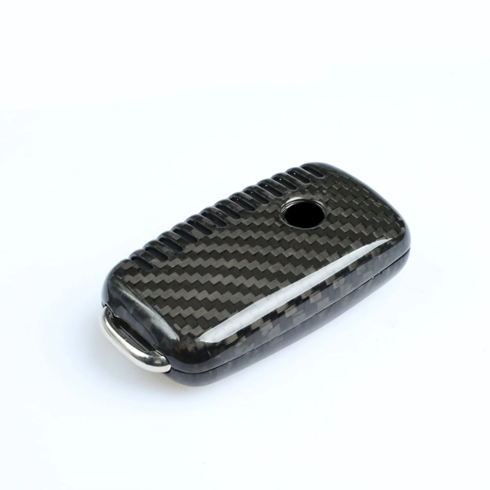 Carbon Fiber Auto Smart Remote Key Fob Case Bag Decoration Shell Cover Cap Housing For Volkswagen VW Seat