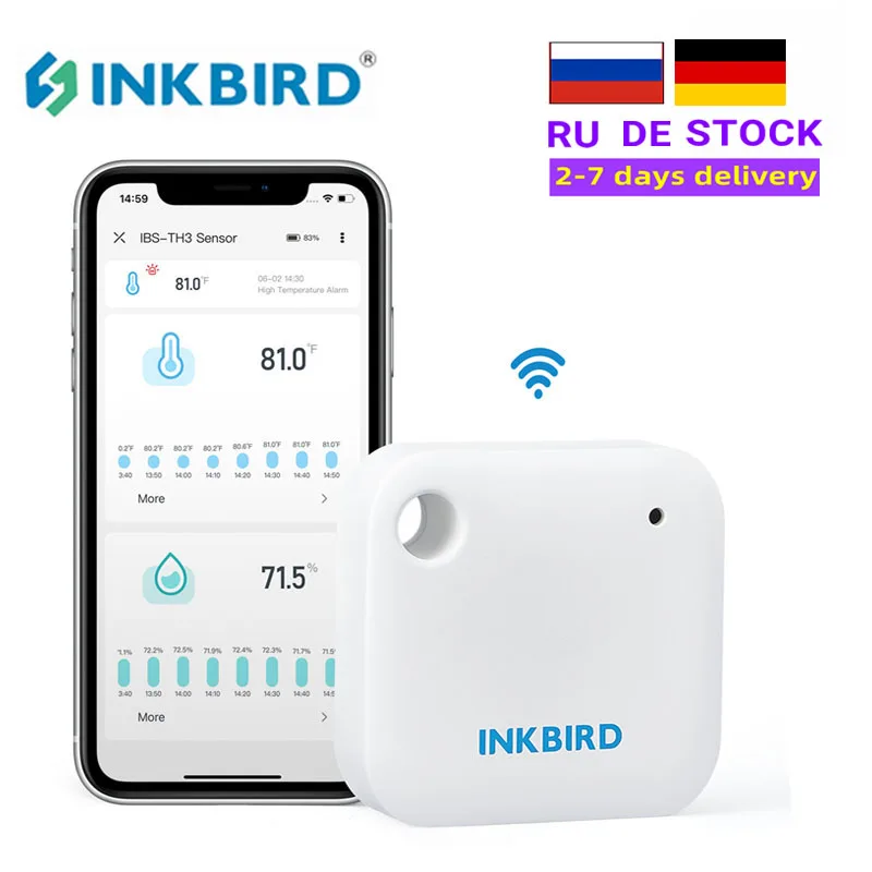 INKBIRD IBS-TH3 WIFI Indoor Convenient 2-in-1 Smart Sensor for Temperature & Humidity Sensor Humidity Meter Thermometer Hygromet