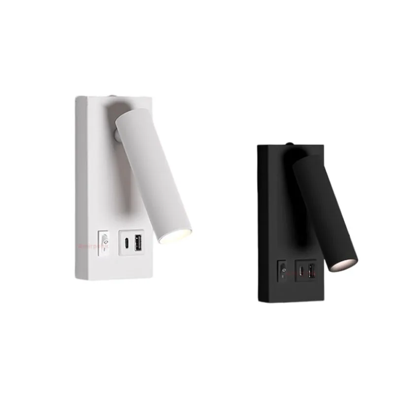 

Rotating Surface Mounted Reading Wall Light Lamp LED 5W Spot Downlight Ceiling Bedroom Hotel Study AC85-230V USB Charging Type-C