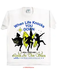 New Online Ceramics When Life Knocks You Down Stars Fairycore White T Shirt M long or short sleeves