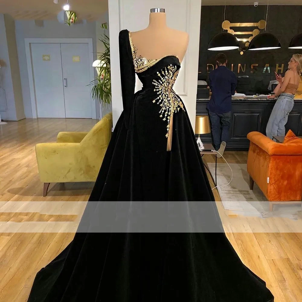 Fashion Dresses For Women Elegant Sexy One Shoulder Sleeve Mopping Evening Party Dresses Long Luxury Beaded Decal Summer 2023