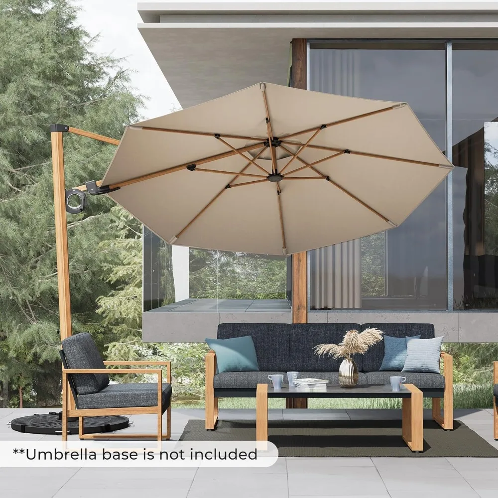 Outdoor Offset Umbrella for Patio, Garden, Deck,10FT Patio Umbrella, Aluminum Cantilever Umbrella with Round Canopy