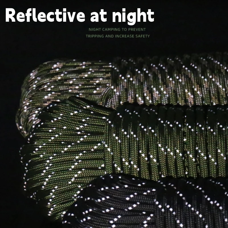 10-Core 750 LBS Paracord 15 M Dia.4mm Reflective Nylon Paracord DIY Rope Outdoor Camping Tent Accessories