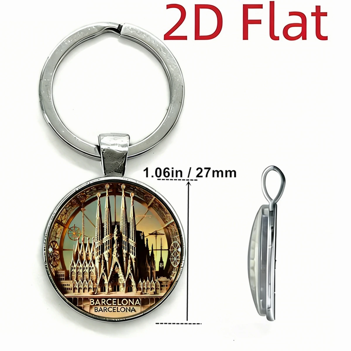 1PC Barcelona Sagrada Familia Keychain Saint Family Cathedral Design Glass Dome Charm Spain Keyring Travel Souvenirs Gift