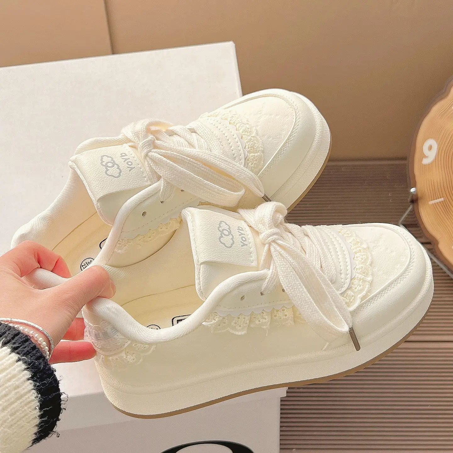 Zapatos de Plataforma All Match Niche para Mujer, Otoño, Nuevos, con Suela Gruesa Antideslizante, Zapatos Blancos Casuales, Zapatos Blancos Lindos, Zapatillas Deportivas para Chicas Dulces