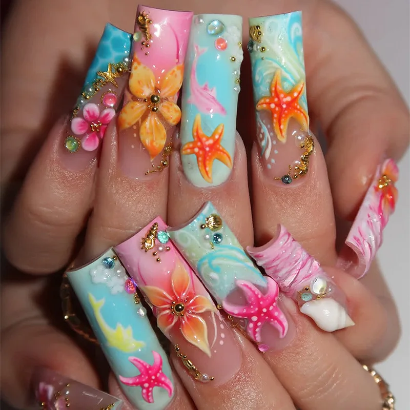 Cross-border Wearable Nail Art Epoxy Water Pipe French Fake Nail Art Product