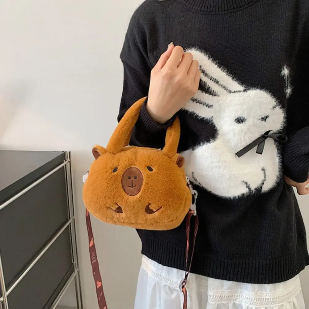 Gift Cartoon Capybara Plush Backpack Cute Funny Capibala Crossbody Bag Large Capacity Kawaii Tote Bag