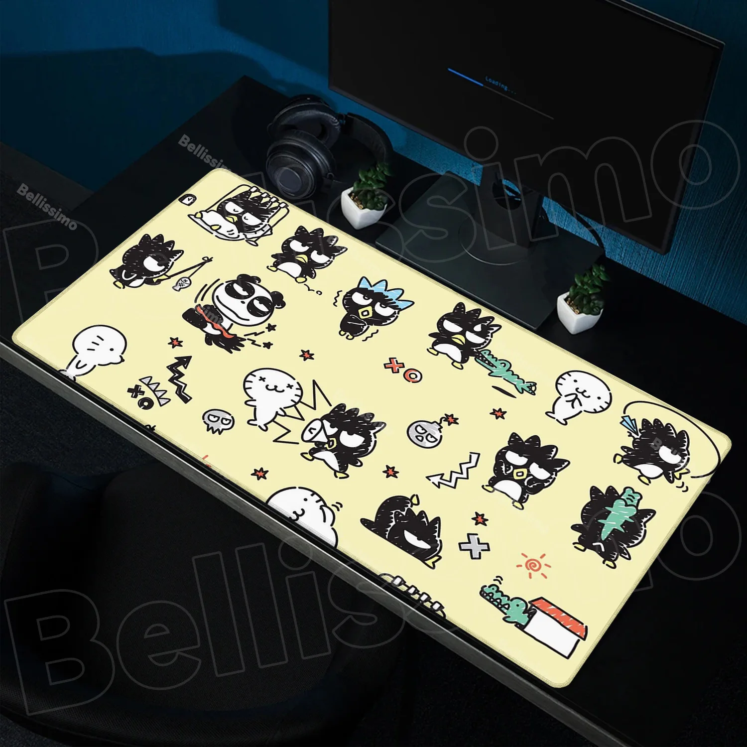 

Mouse Pad PC Anime Kawaii Black Penguin Bad Badtz Maru Keyboard Rug Laptop Sanrio Gaming Accessories Mousepad XXL Soft Desk Mat