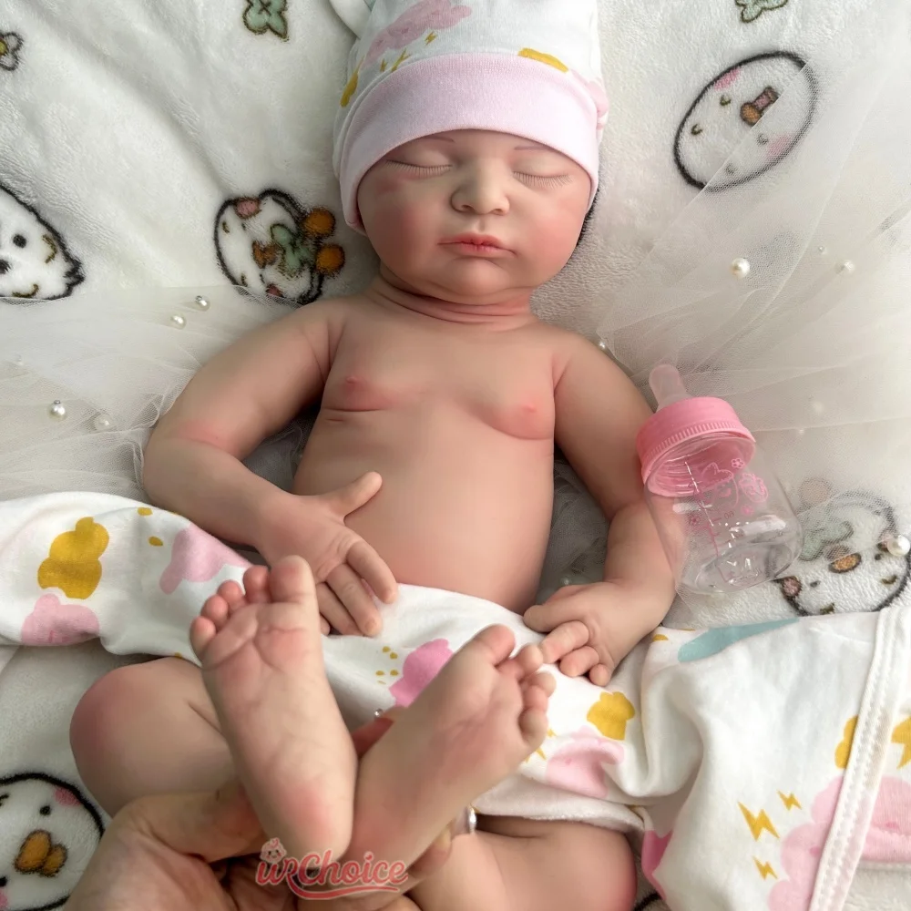 50cm adormecido bebê menina completo macio silicone renascido boneca detalhes realistas ponderado boneca renascimento para colecionadores presente de Natal
