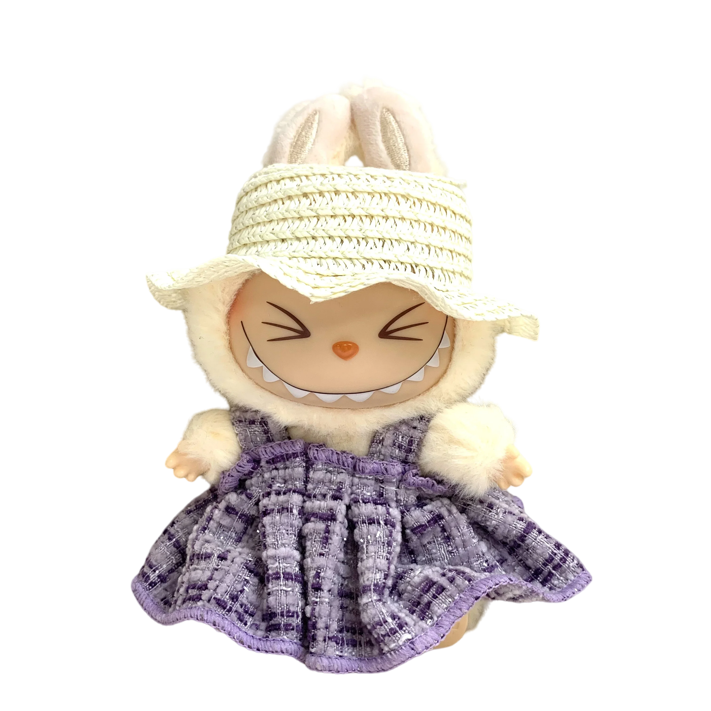 Clothes for Labubu  For Doll Clothes Set V1 V2 Doll Clothing Accessories purple Simple Fragrant Skirt & Hat Outfit