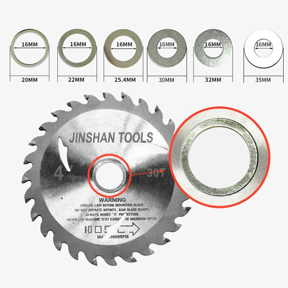 6Pcs Circular Saw Blade Reduction Conversion Ring 20/ 22/25.4/30/32/35mm Cutting Blade Conversion Washer Garden Power Accessory