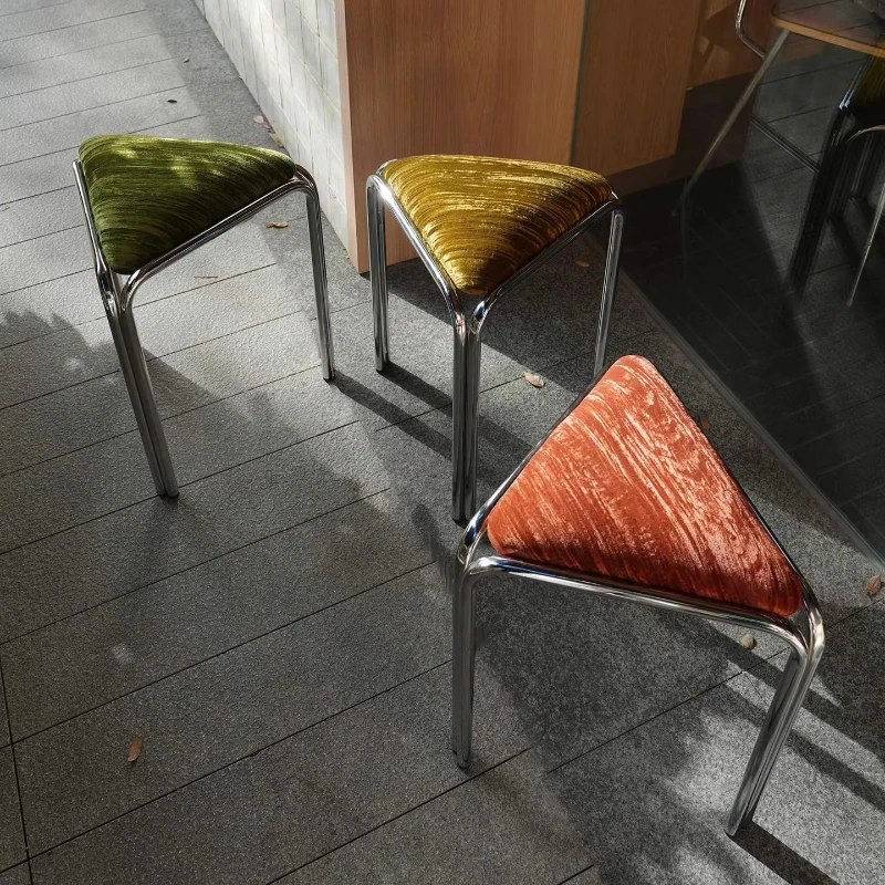 

Bauhaus Fabric Tripod Stool Stackable Bedroom Vanity Stool for Small Space Entryway Ottoman for Dining Room Compact Dining Stool