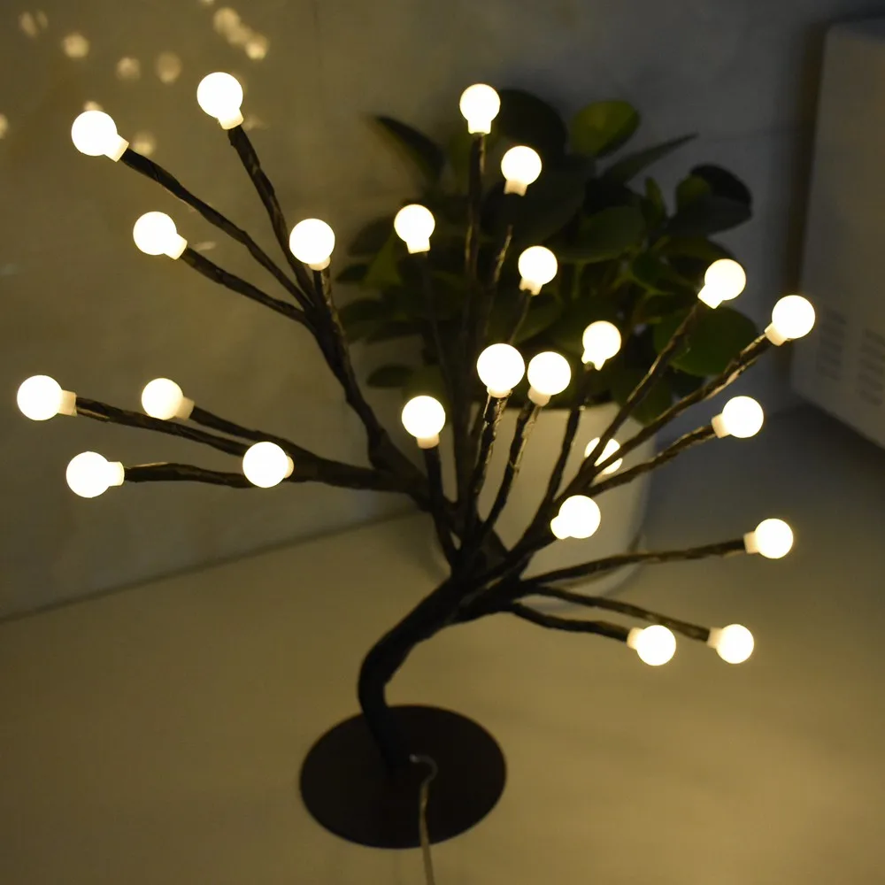 5 Style USB Tree Shape LED Decor Table Lamps Indoor Star Rose Fairy Desktop Lamp For Christmas Wedding Party Holiday Decoration