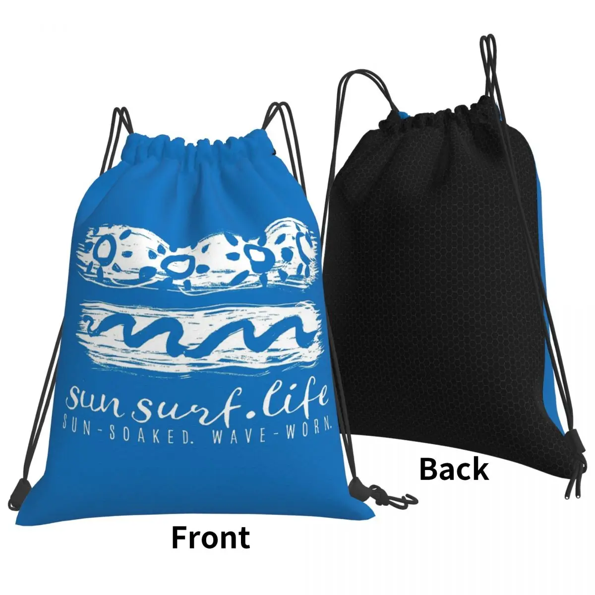 SunSurf.Live - Sun And Waves Logo Backpacks Multi-function Drawstring Bundle Pocket Shoes Bag Book Bags for Travel School