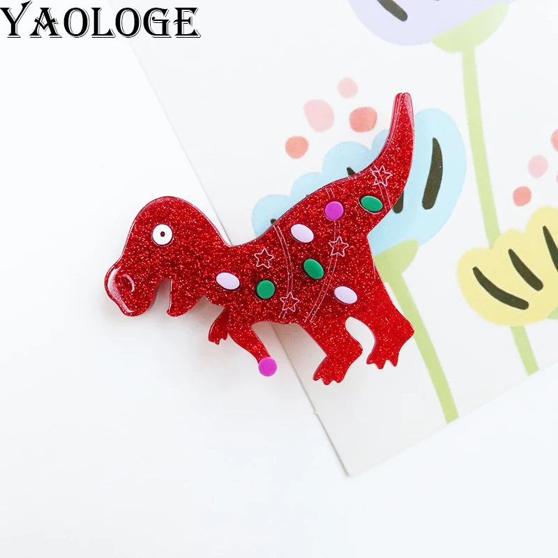 

YAOLOGE 2024 New Arrival Niche Exaggerated Multi Colored Dinosaur Acrylic Brooch Christmas Gift Animal Tyrannosaurus Rex Badge