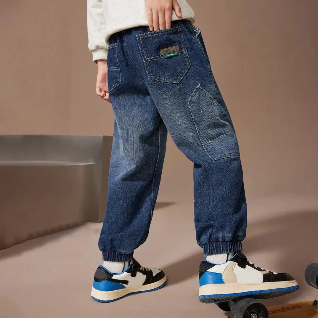 

IENENS Kids Boys Jeans Loose Pants Denim Clothing Children Fashion Boy Casual Bowboy Long Trousers 5-13Y