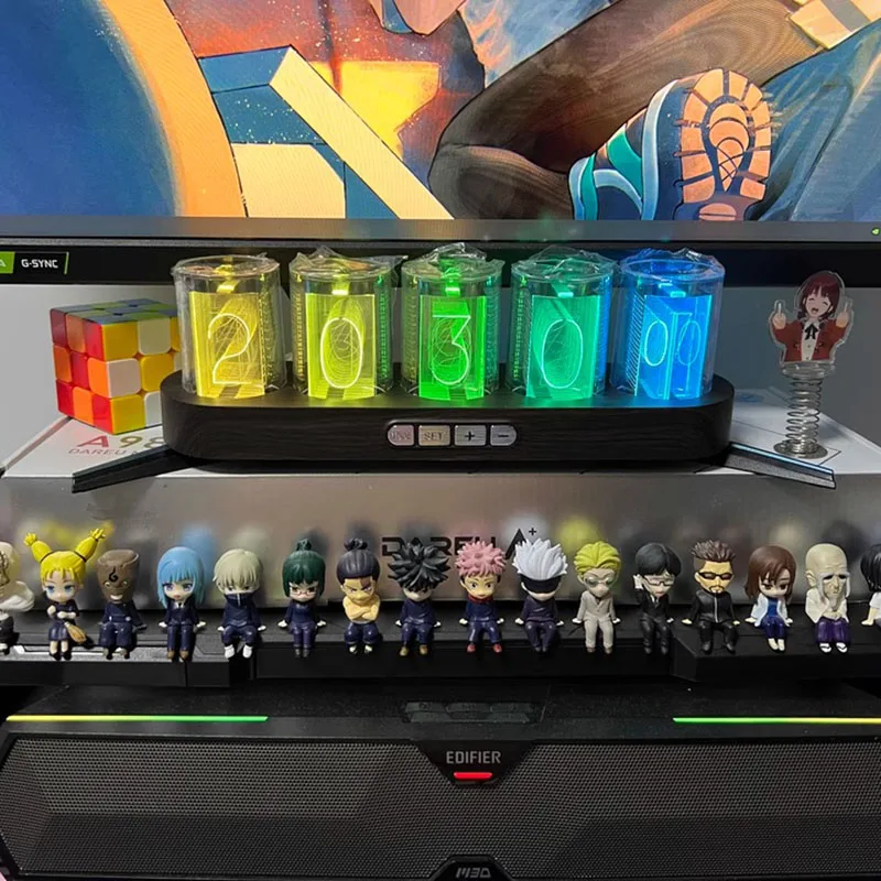 Electronic Tube Clock DIY Digital Creativity Proposed Glow Tube Clock LED Light Esports RGB Game Room Desktop Luxury Box Packing