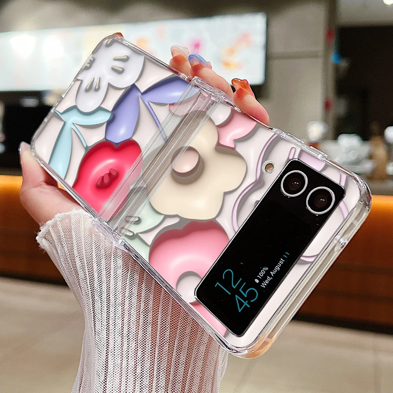 Ölgemälde-Blumen-Schutzhülle für Samsung Galaxy Z Flip 8 7 FE 6 5 4 3 5G Faltbare Harte PC-Handyhülle für Samsung ZFlip7 Flip8 – Detail 6