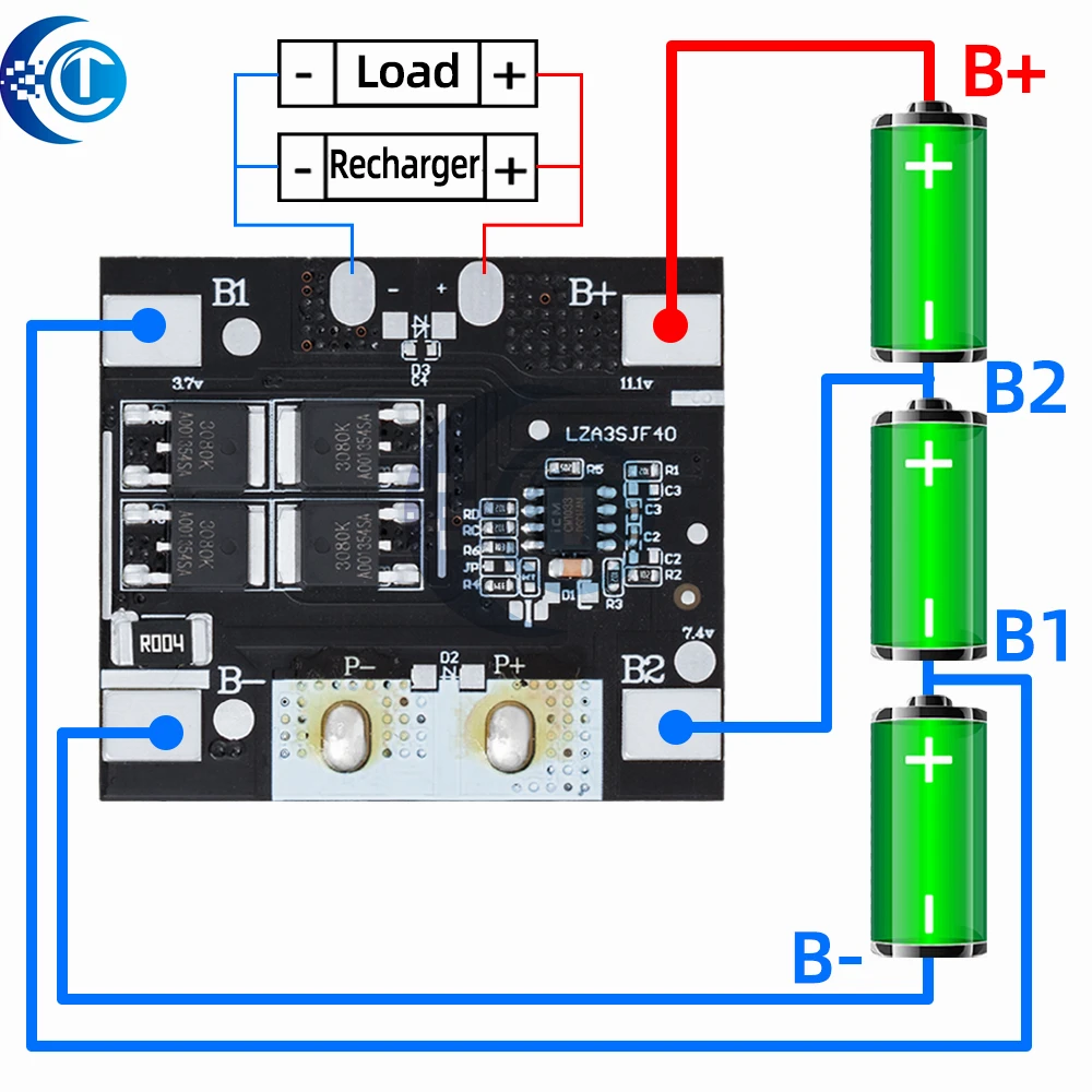 3S 11.1V Li-ion BMS Protection Board 5A/10A (2MOS/4MOS) - PCB/PCM with Nickel Tape for Solar Power