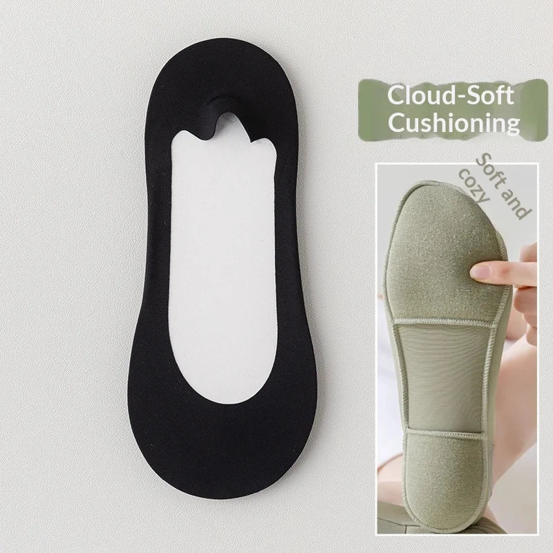 Summer Thin Ice Silk Invisible No Show Foot Pad Women Non Slip Low Cut Liner Foot Pad Cotton Sole Foot Pad Suitable