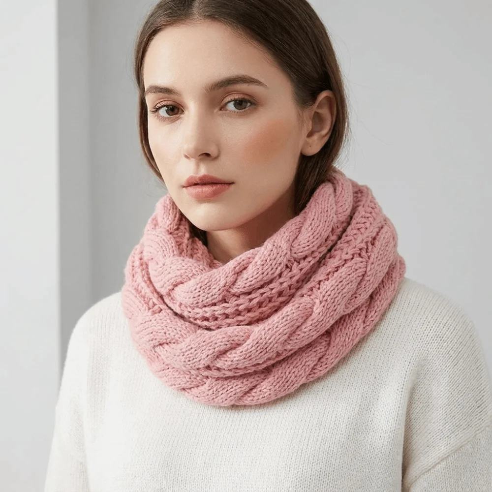 All-match Solid Color Knitted Scarf Thickened Korean Style Wool Bib Neck Wraps Windproof Warm Scarves Women