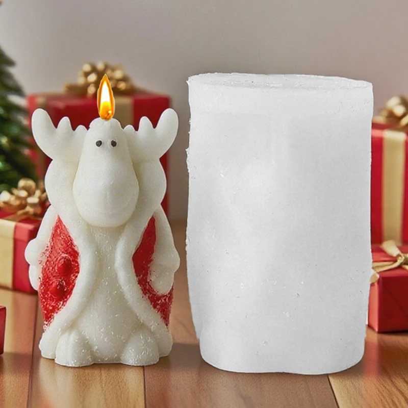 1 Stück, Weihnachten Rentier Form Duft Kerze Silikonform DIY Kuchen Dekoration Handwerk kreativer Duftstein