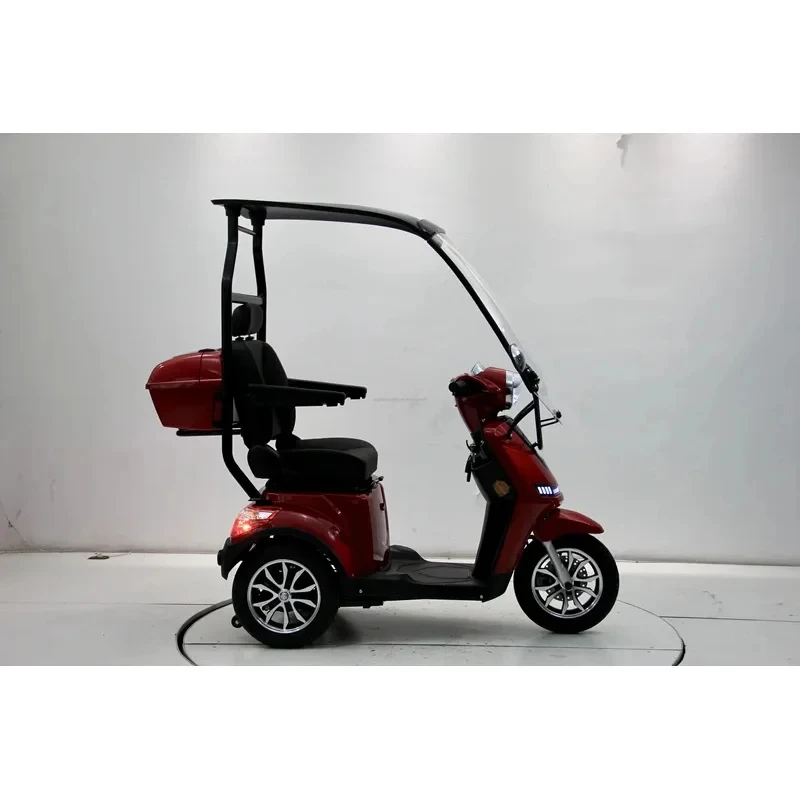 Lithium Battery Two Front 3 Wheel Tricycles Mobility Scooter With Roof Motor Seniors