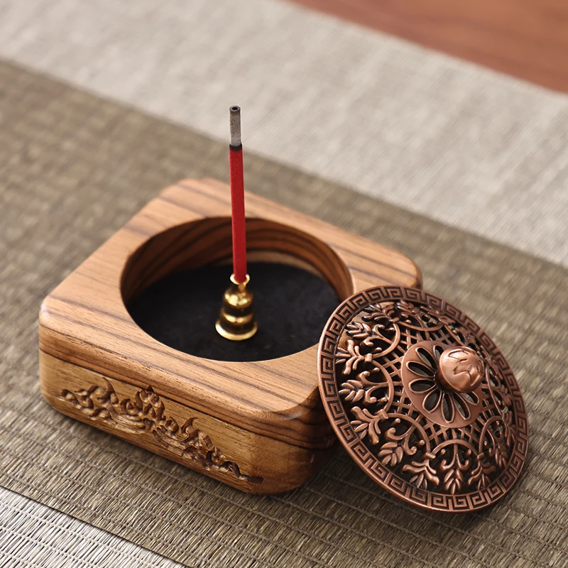 Chinese Solid Wood Incense Burner Household Indoor Incense Burner Zen Thread Incense Burner