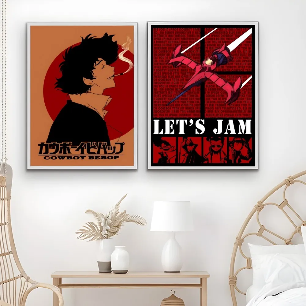 C-Cowboy B-Bebop Anime Retro Plakat Przyklejony Wall Art Drukowanie Wodoodporny Dom Salon Sypialnia Bar Estetyczny Wystrój