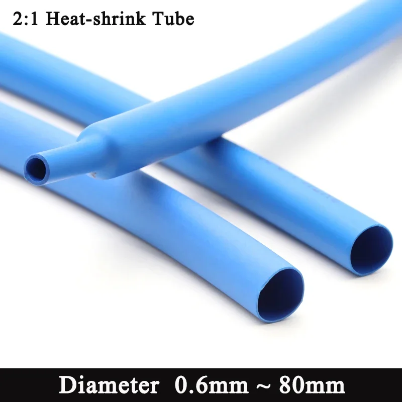 

1~25M Blue 2:1 Heat Shrink Tube Dia 0.6mm ~ 80mm Heat-shrink Tubing Wire Repair Protector Cable Connector Insulation Sleeving