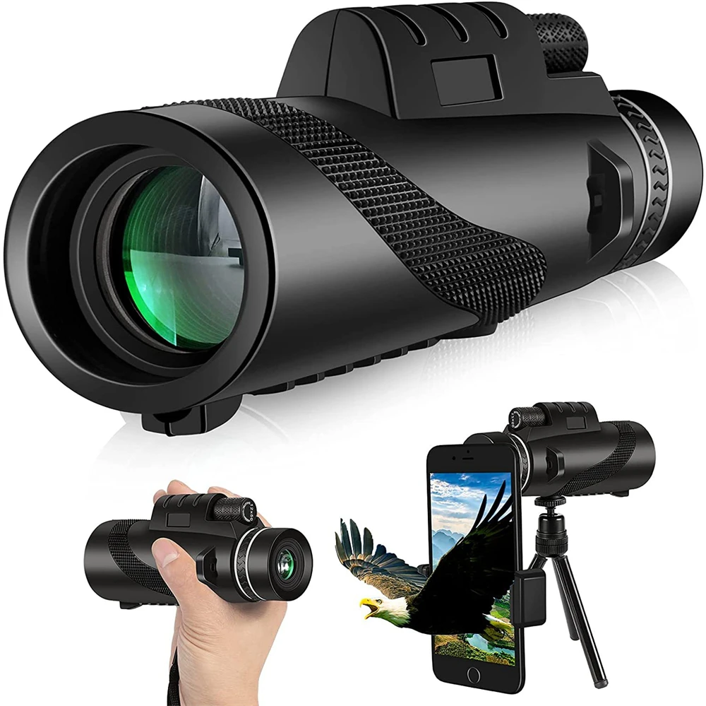 80x100 HD ZOOM Powerful Monocular Telescope Portable Binoculars Long Range Telescope for Hunting Camping With Tripod Phone Clip