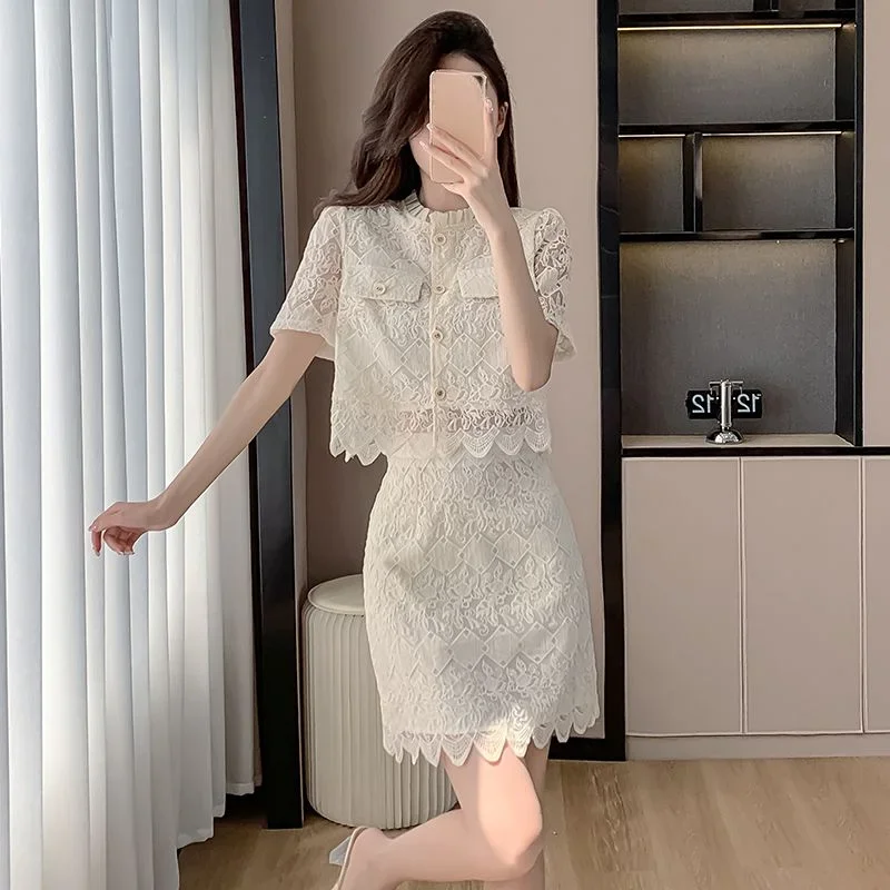 Female Outfits Skirt Women\'s Two Piece Set Beach Short Sleeve Kawaii Korean Style Promotion Top And Bottom Formal Event Co Ord