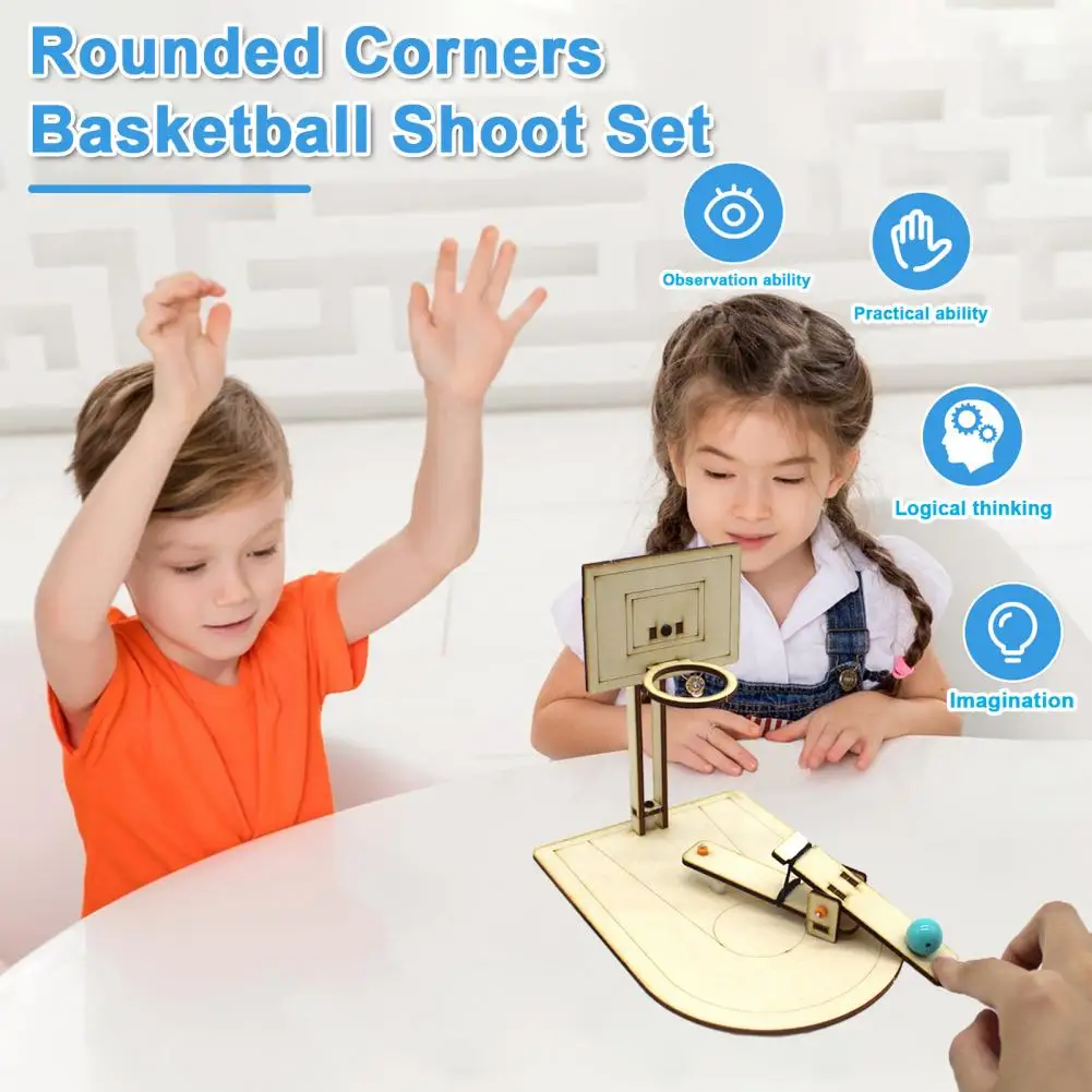 Basketball Shoot Toy Material Kit Kids Basketball Shoot Toy Wooden Basketball Hoop Game Diy Craft Kit for Kids Educational