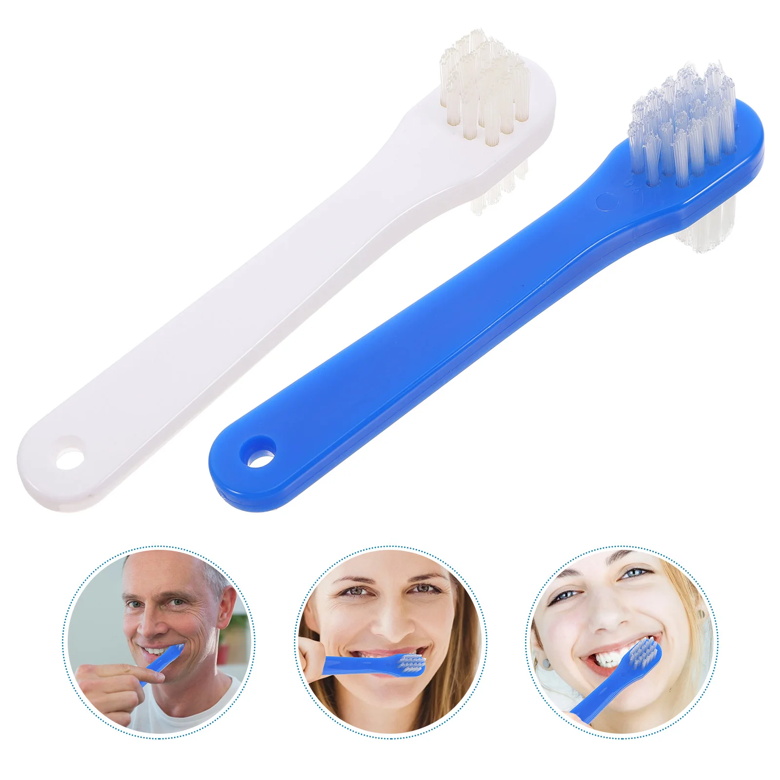 

4pcs Adult Toothbrush Double Side Soft PP Portable Oral Cleaning Denture Brush Flexible Teeth Cleaner Extra Household Ultra