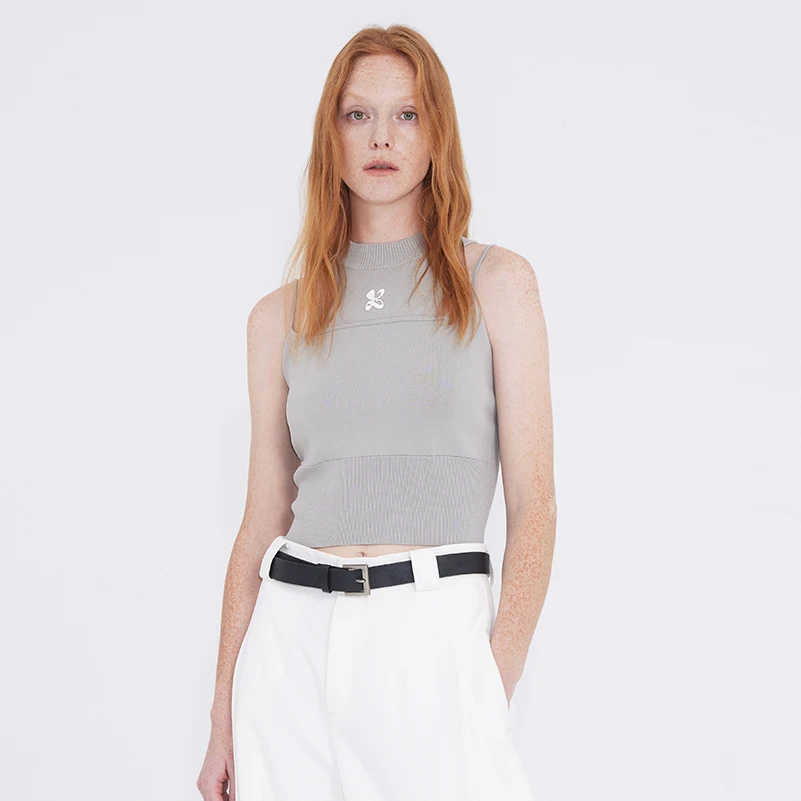 سترة نسائية مثيرة محبوكة بدون أكمام ، توب قصير بملصق فينا ، تيشيرت حمالة ، توب تانك ، ملابس صيفية ، مشد ملابس نسائية ، WA103 #5