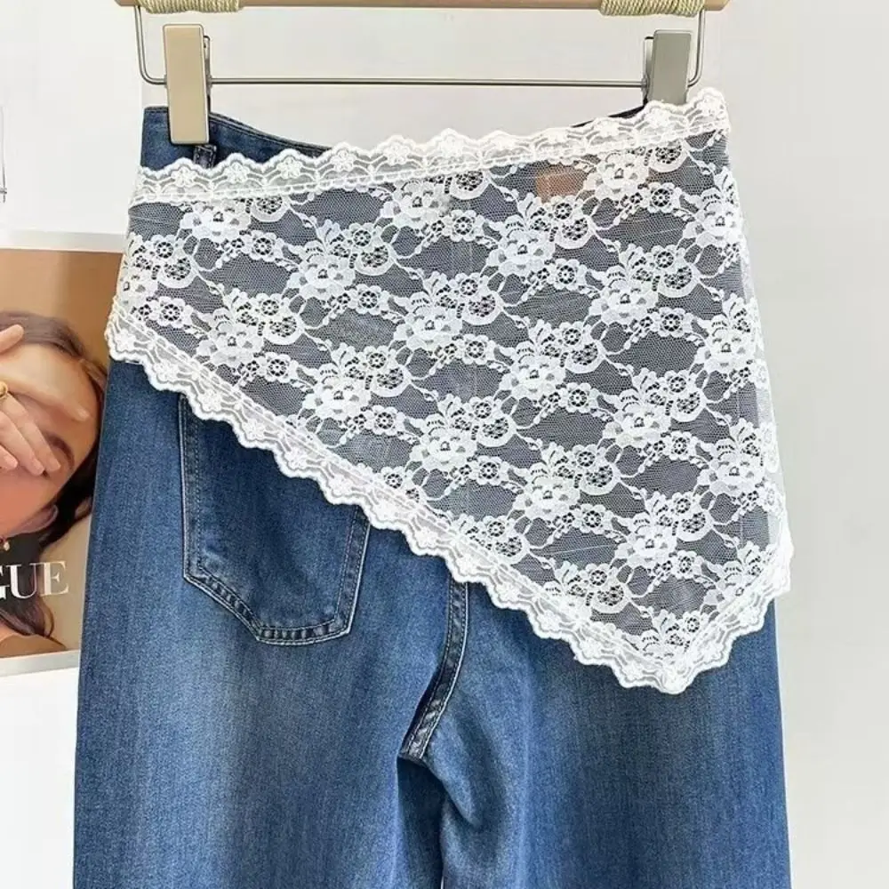 Y2K Renda Setengah Rok Trendi Renda Korea Musim Semi Jilbab Pinggang Tinggi Desain Satu Potong Segitiga Rok Pendek Pesta