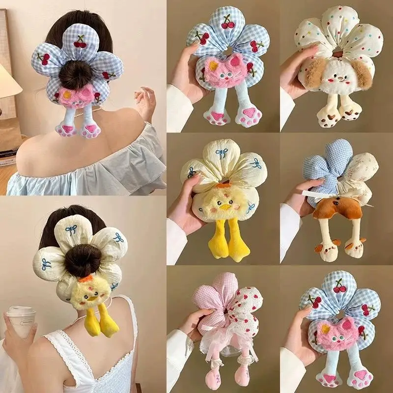 

Cartoon Lower Body Of Animal Large Flower Scrunchie For Women Girls Sweet Hair Band Headband Hair Tie Cute Hair Accessories