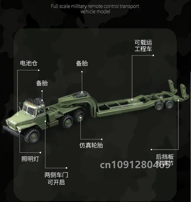 WPL B36-3 Full Scale Military Remote Control Transport Vehicle Model 1/16 RC CAR Super long Crawler Monster WPL CAR B36-3 Truck