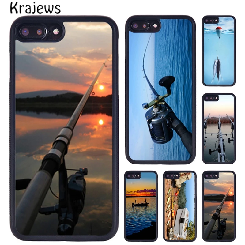 Krajews Hunting Fishing Rods Phone Case For iPhone 16 15 14 X XR XS 11 12 mini 13 Pro MAX Plus cover shell coque