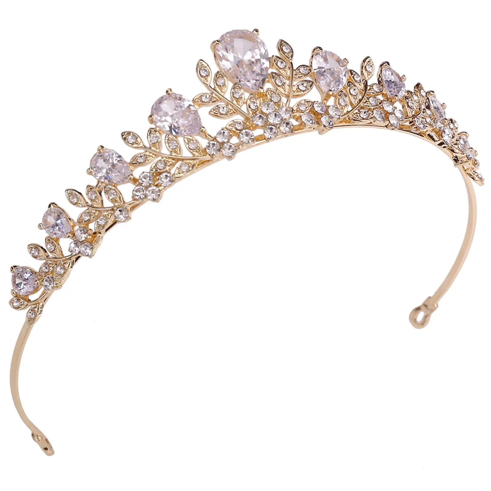 Bridal Wedding Alloy Crown Shiny Rhinestones Anti-slip Elegant Round Crown for Gown Dress Hairstyle Making Tool