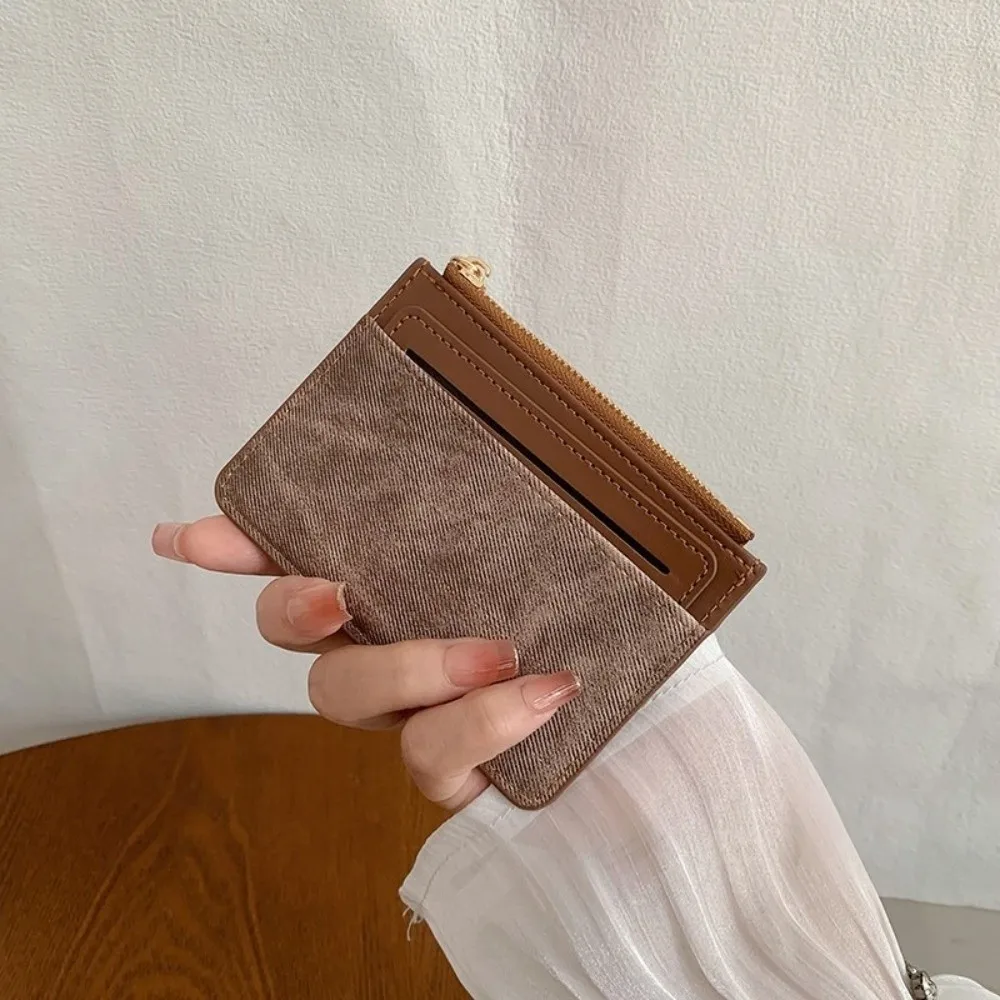 Soft PU Leather Woman Wallet Thin Zipper Short Card Bag Multi-functional Storage Cartoon Card Holder Travel