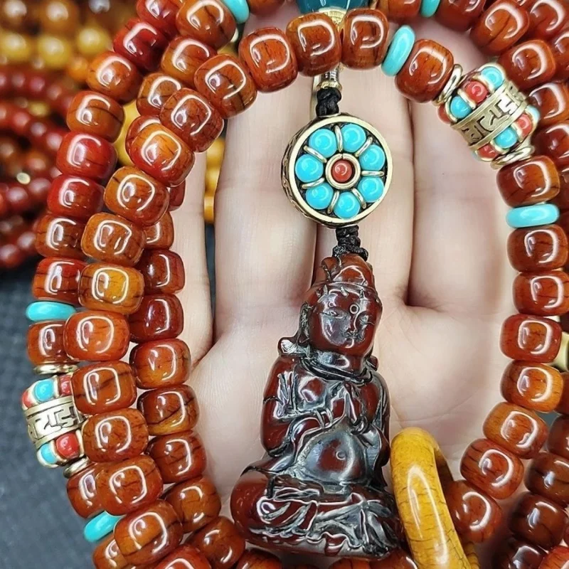 108 Yak Bone Beads, Nepalese Style, Guanyin Pendant, 10Mm