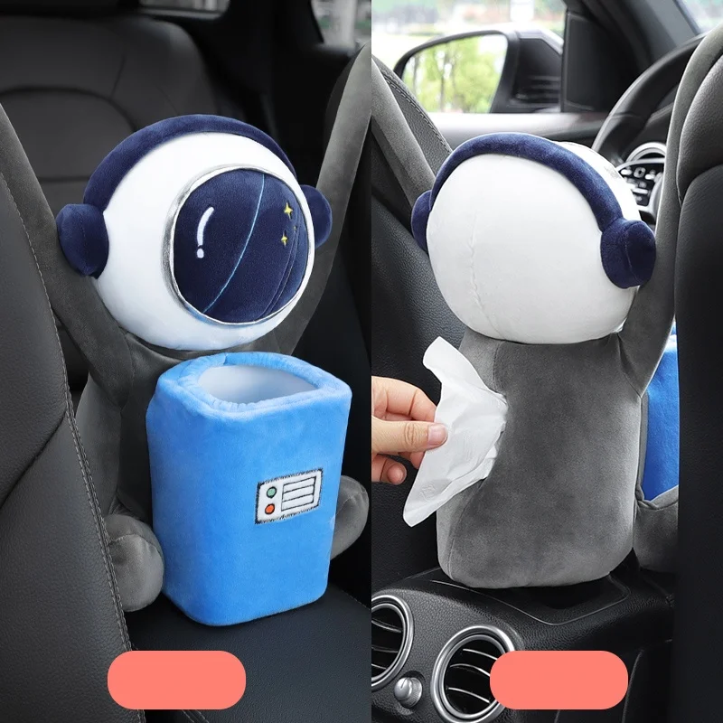 Car Mounted Storage Tissue Box Storage Bin Plush Car Seat Cute Storage Tissue Box Garbage Bin Car Interior Supplies